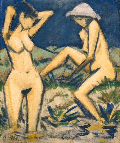 泳客，约1920年（布面油画） 作者 奥托穆勒