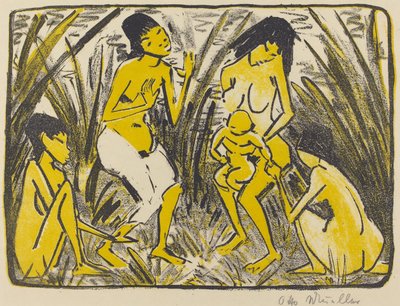 寻找摩西（Auffindung des Moses），c.1920（黑金版画） 作者 奥托穆勒