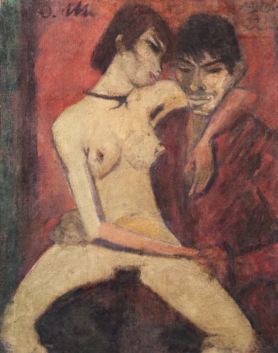 坐着吉普赛恋人，1922年（参见274040） 作者 Otto Mueller