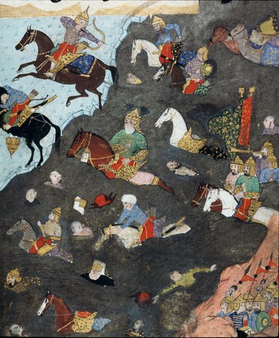 奥斯曼帝国：“”苏丹穆拉德三世 (1546-1595) 的军队在 gue 中渡河””” 16 世纪的缩影。 伊斯坦布尔，托普卡匹萨拉伊博物馆图书馆 作者 Ottoman School