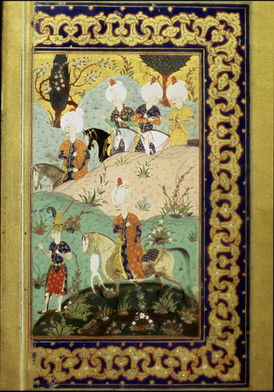 奥斯曼帝国：代表苏丹塞利姆我在马背上称其为可怕的（1470-1520）。 Sultan Selim I. (Ms. FY1330, fol. 27) 16 世纪的“Divan”（诗集）缩影。 伊斯坦布尔，大学图书馆 作者 奥斯曼帝国学校