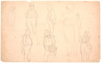 A.S. Ørsted、弗雷德里克七世、克里斯蒂安八世和弗雷德里克六世的漫画。 作者 PC Skovgaard