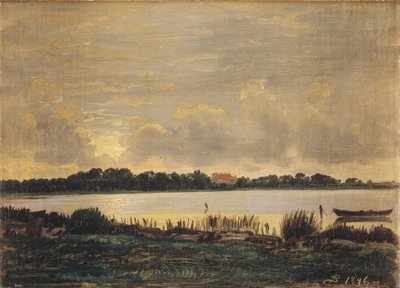 眺望普拉斯托峡湾（Præstø Fiord），朝向尼索庄园 作者 PC Skovgaard