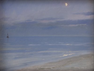 月光下的斯卡根海滩 作者 Peder Severin Krøyer