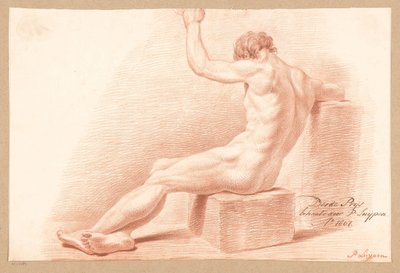男性裸体坐像，从背后看（1807 年三等奖） 作者 P. Luypen