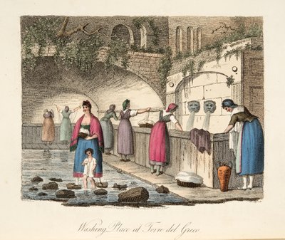 Torre del Greco的清洗场所，来自《意大利风光》，表现了意大利不同国家的礼仪、习俗和娱乐活动，出版。1806年（手绘版画 作者 P. van（之后）Lerberghi