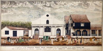 锡兰岛科伦坡卫斯理传教所南面景观，建于公元 1816 年，约 1816 年（水彩画） 作者 P.范豪顿