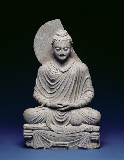 坐佛，G陀罗，公元1世纪至3世纪（片岩） 作者 Pakistani School