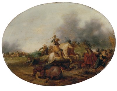 骑兵与一匹堕落的马发生冲突，1637年 作者 Palamedes Palamedesz