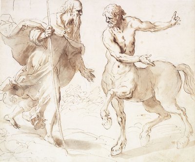 圣安东尼·阿伯特（Saint Anthony Abbot）问半人马之路， 作者 帕尔玛（Palma Il Giovane）