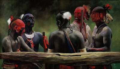 靠着栅栏》，2004 年（粉彩画） 作者 帕梅拉·帕特里克·怀特