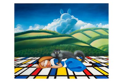 是时候醒来了，爱丽丝！，2019 年（木板油画） 作者 