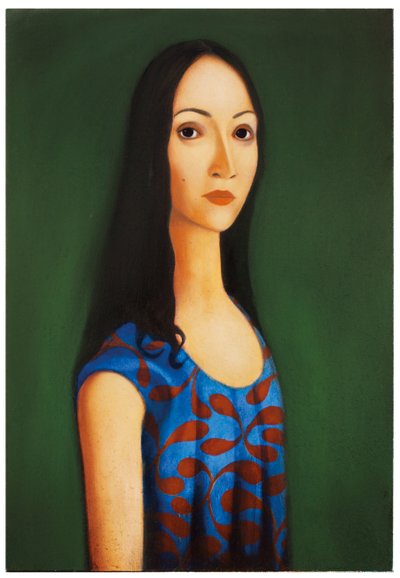 蓝裙子》，2017 年（木板油画） 作者 