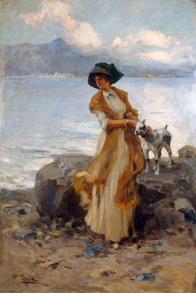 梅尔戈佐湖上的和谐，保罗·萨拉（Paolo Sala，1859-1924），布面油画 作者 保罗·萨拉