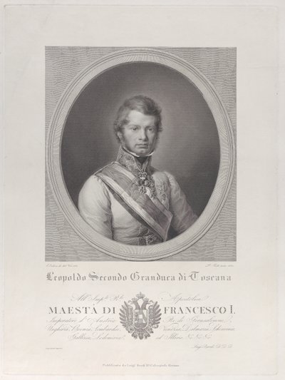 托斯卡纳大公莱奥波德二世的椭圆形画像，1833年，1833年。 作者 保罗·托斯基