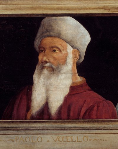 Cassone 拥有 5 幅佛罗伦萨文艺复兴时期大师的肖像，以及名为 Paolo Uccello 的 Paolo di Dono（1397-1475）的肖像。 下面的铭文可能是连续的。 巴黎卢浮宫博物馆 - 带有五幅肖像的卡松面板 作者 保罗·乌切洛