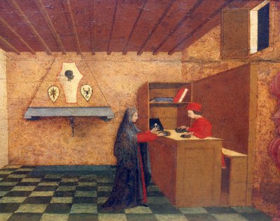 保罗-乌切洛（Paolo Uccello，1397-1475 年）创作的《被玷污的宿主的奇迹》，42x351 厘米，细节 作者 保罗·乌切洛