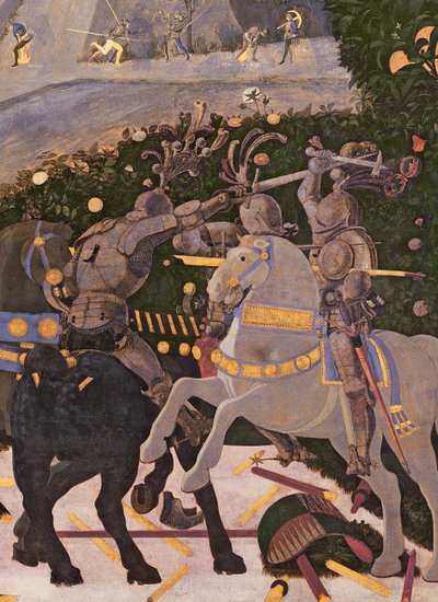 圣罗马诺战役，参与战斗的两名骑兵的细节，c.150-60在30690的面板细节上的蛋彩画 作者 保罗·乌切洛