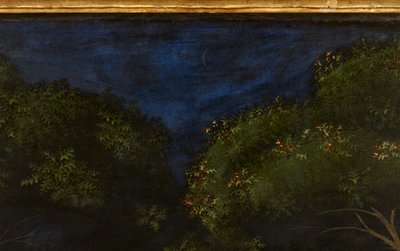 森林中的狩猎，c.1465-70油面板细节100861 作者 保罗·乌切洛