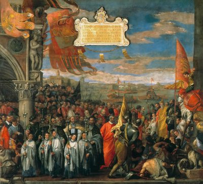 安德里亚-康塔里尼总督在基奥贾凯旋后的胜利回归，1580年。 作者 保罗·韦罗内塞