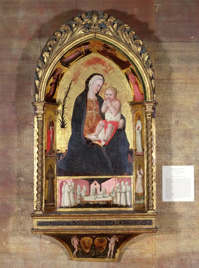 与天使和圣徒的谦卑处女，c.1440（面板上有金色的蛋彩画） 作者 Paolo di Stefano Badaloni Schiavo
