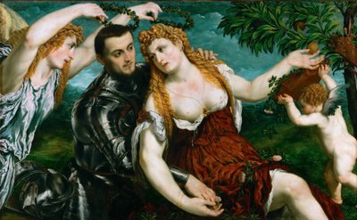 德语: Allegorie (Mars, Venus, Victoria und Cupido) 寓言（火星、金星、维多利亚和丘比多） 作者 巴黎·博尔多内