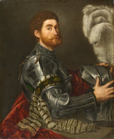 一个人的画象装甲的，c.1535-1540 作者 Paris Bordone