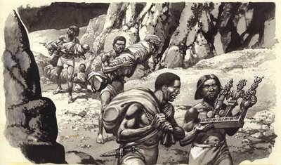 失落的法老陵墓的盗墓者（纸面水粉画） 作者 帕特 (1907-95) 妮可