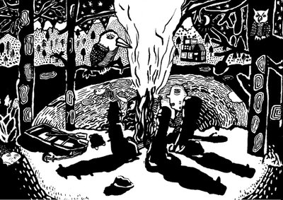 森林之火，2014（水墨和毛笔） 作者 帕特·麦克唐纳