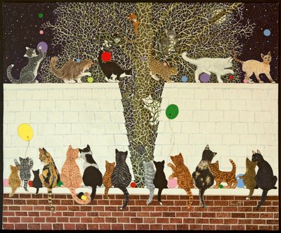 神奇的展示》，2012 年（花布上的丙烯画） 作者 帕特·斯科特