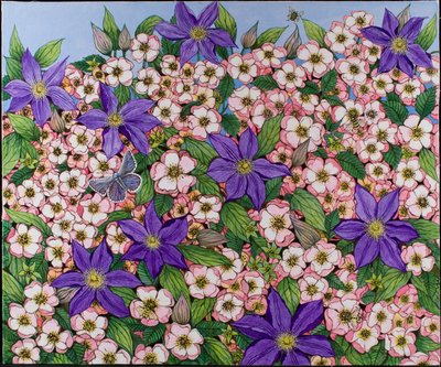 紫色斑点》，2011 年（花布上的丙烯颜料） 作者 帕特·斯科特
