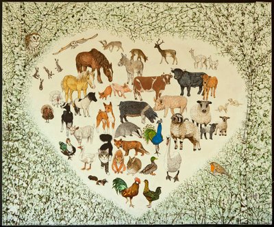在一切的中心，2013 年（花布上的丙烯画） 作者 帕特·斯科特