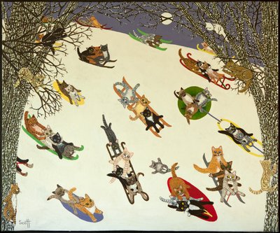 坚持》，2011 年（花布上的丙烯画） 作者 帕特·斯科特