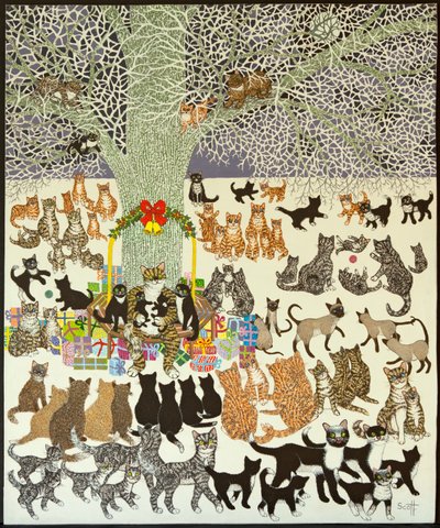现在的时间》，2012 年（花布上的丙烯画） 作者 帕特·斯科特