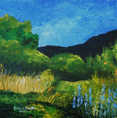 Blue Lupines，2015（画布上的丙烯酸） 作者 帕特里夏·布林特（Patricia Brintle）
