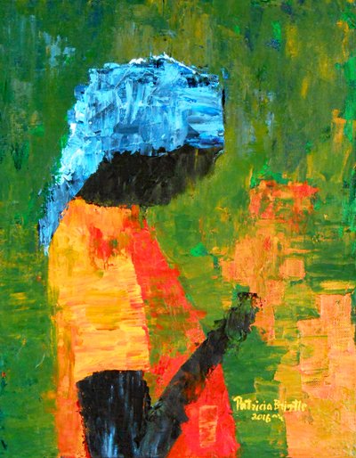 Flowers in hand, 2016 (acrylic on canvas) 作者 帕特里夏·布林特（Patricia Brintle）