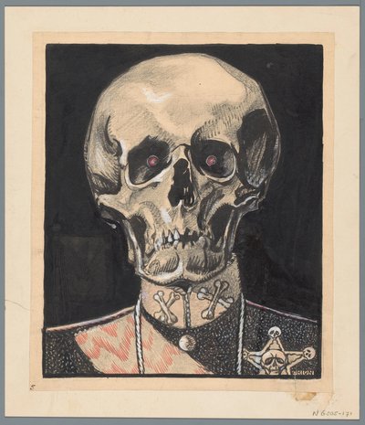 作为和平缔造者的死亡
Der Oberste Friedensstifter（标题见实物） 作者 Patricq Kroon（艺术家签名）