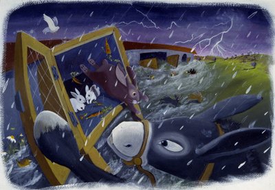 大洪水中的动物和诺伊方舟》，插图作者：Patrizia La Porta。 作者 帕特里齐娅·拉波塔