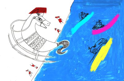 游戏，2000 年（纸上混合技法） 作者 帕特里齐娅·拉波塔