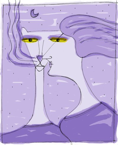 Strega del Tchesal（Chiesale）：化身为猫的女巫，专门监视男人。插图：Patrizia La Porta。 作者 帕特里齐娅·拉波塔