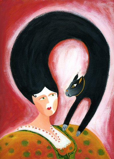 Strega del Tchesal（Chiesale）：化身为猫的女巫，专门监视男人。插图：Patrizia La Porta。 作者 帕特里齐娅·拉波塔