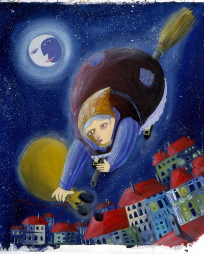 扫帚上的 "贝法娜"--插图作者：Patrizia La Porta 作者 帕特里齐娅·拉波塔