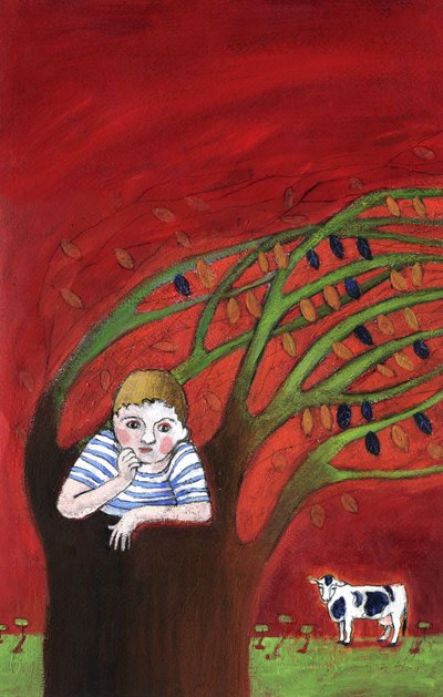 孤儿的孤独，独自在树上，风吹树枝 插图 2013 作者 帕特里齐娅·拉波塔