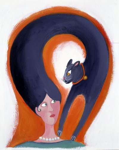 变成猫的女人发型 - 插画：Patrizia La Porta 作者 帕特里齐娅·拉波塔