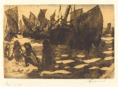 Berck的小渔船 Petites Pêcheuses de Berck, 1897. 作者 保罗·阿尔伯特·贝斯纳德