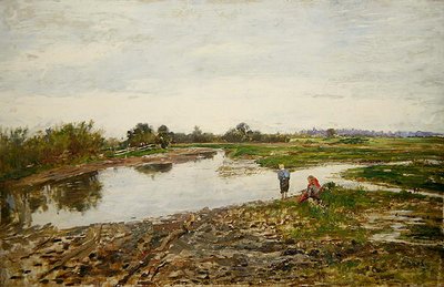 有三个人物的风景（木板油画） 作者 保罗·鲍姆