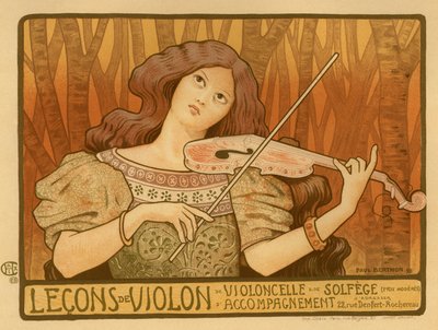 小提琴海报的教训，1898年 作者 Paul Berthon