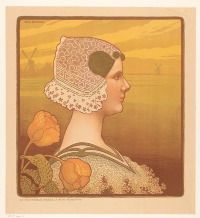 身着盛装的威廉明娜王后肖像
Sa très cracieuse majeste la reine Wilhelmine（物品上的标题） 作者 Paul Berthon