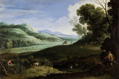 有猎手的风景，1619年。 作者 保罗布里尔