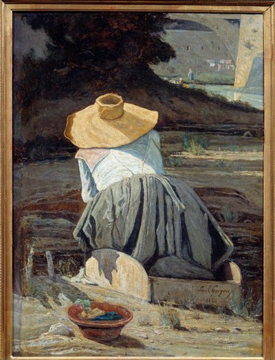 薰衣草。 Paul Camille Guigou (1834-1871) 的绘画 作者 保罗·卡米尔·圭古